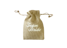 שקית יוטה מסיבת רווקות TEAM BRIDE - טבעי
